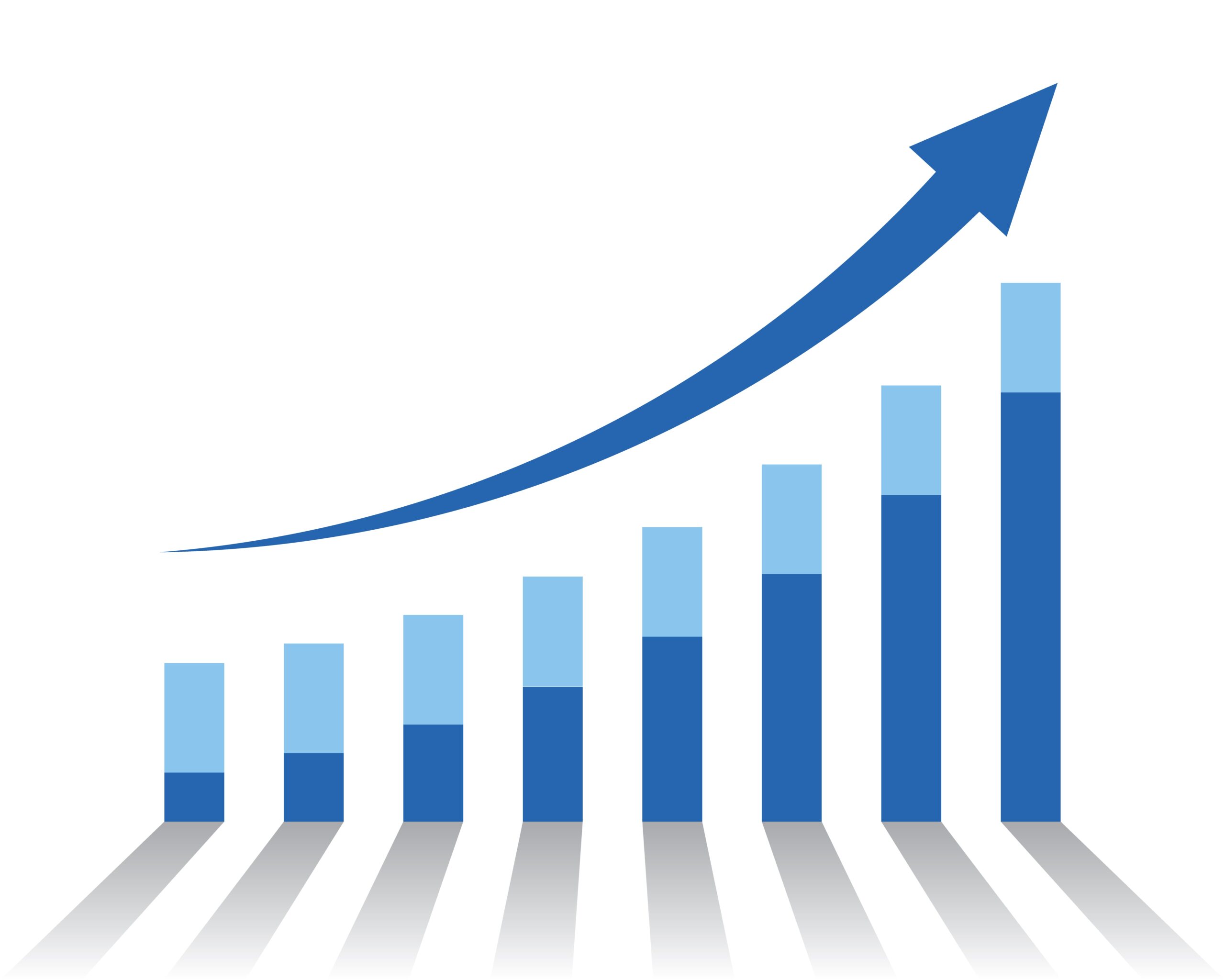 Graph with increase report. Diagram with rise progress. Vector i